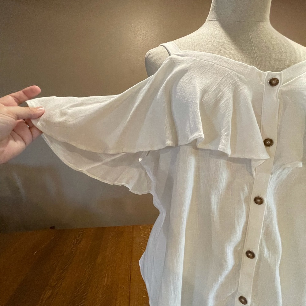 NWOT White ruffled off-the-shoulder top